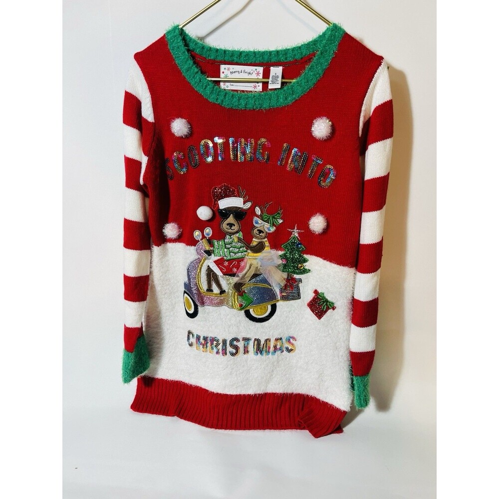Merry & Bright Women’s Christmas Sweater Sz S #0473